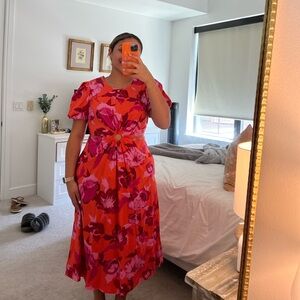 Floral O-Ring Maxi Dress